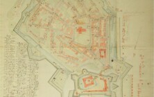 N.N., Grundriß der Vestung und der Stadt Jever, ca. 1:2.000, kolorierte Handzeichnung, 64x61 cm, ca. 1769-86. Inv.-Nr. 12086 (Ka 2,2) N.N., Grundriß der Vestung und der Stadt Jever, ca. 1:2.000, kolorierte Handzeichnung, 64x61 cm, ca. 1769-86. Inv.-Nr. 12086 (Ka 2,2)