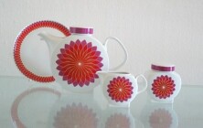 Kaffeeservice "Budapest"
Firma: Melitta, Varel
ab 1965 verkauft
Dekor: Sternenornament rot