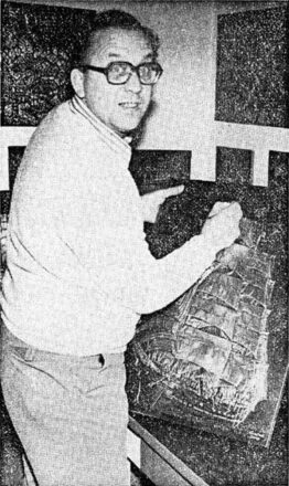 Günter Gentsch mit Werkstück n seiner Werkstatt; Jeverland Bote, Nov. 1981.