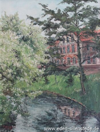 Abb. 10, A. Eden, Schlossgraben mit Gasthof „Zur Traube“, 1957, 50x66 cm, Öl auf Leinwand, Privatbesitz