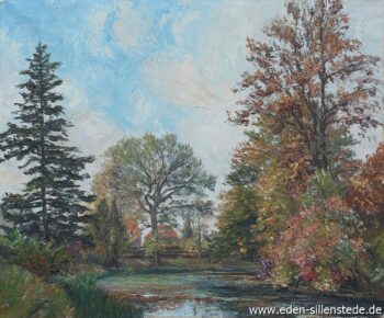 Abb. 9, A. Eden, Schlosspark mit Schlossgraben, 1950er Jahre, 68,8x57 cm, Öl auf Leinwand, Privatbesitz
