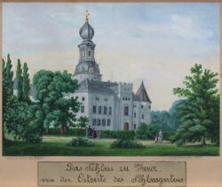 Abb. 16, A. Wilkens, Das Schloss Jever von der Ostseite des Schlossgartens, 1880, Sammlung Tiesler